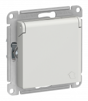 Модуль розетки со шторками, с крышкой (M0301) Белый 