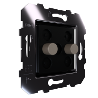 Сценарный выключатель 2-кн, Slim, модуль 45х45, Bus77 Lite, кнопки алюминий шоко