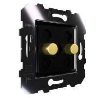 Сценарный выключатель 2-кн, Slim, модуль 45х45, Bus77 Lite, кнопки латунь полиров.